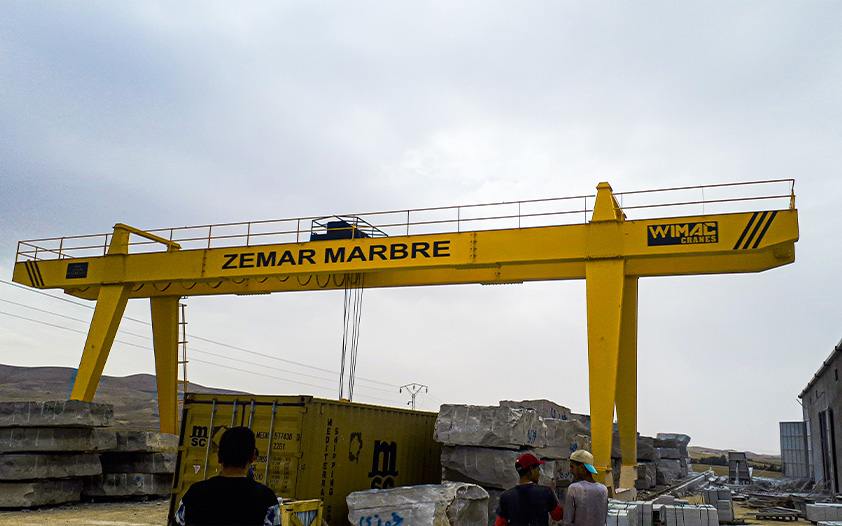 Double girder gantry crane end carriage with forged steel wheels and VFD-controlled long-travel drive